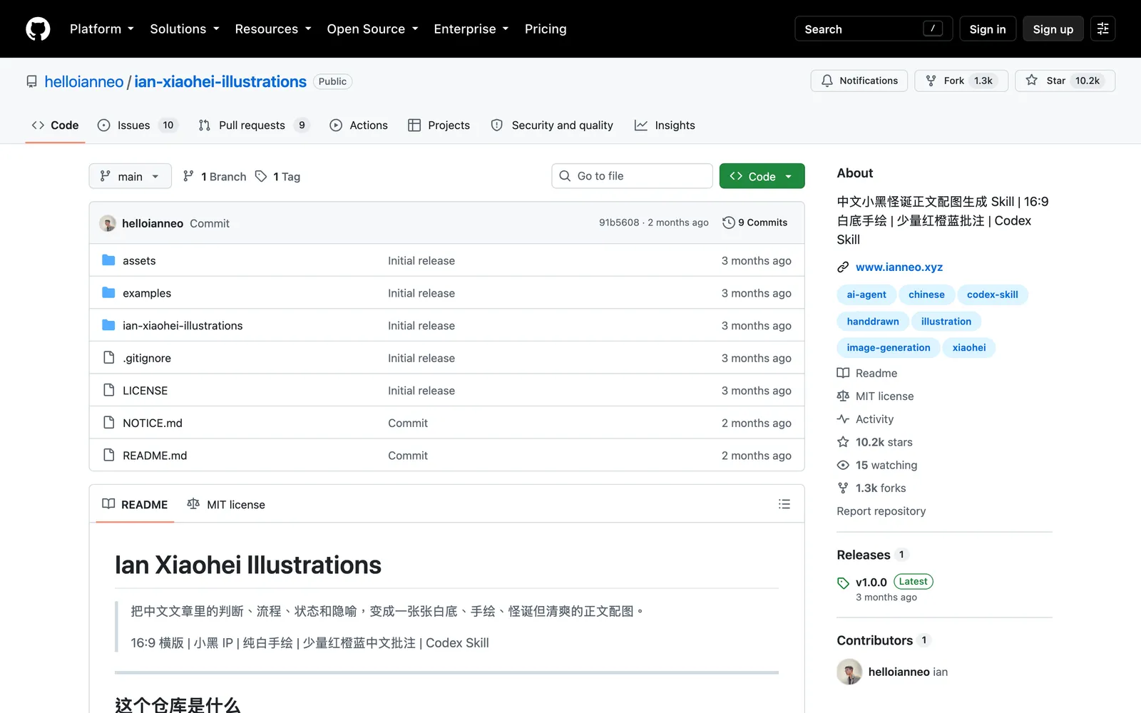 github.com/helloianneo/ian-xiaohei-illustrations, captured